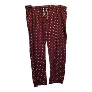 Old Navy Burgandy and White Polka Dot Cozy Pajama Bottoms